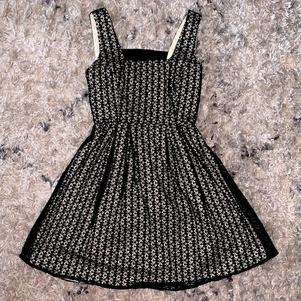 Black and Nude Lace Dress